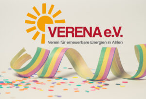 Verena-Logo mit Lufschlange und Konfetti