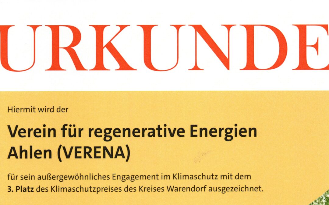Klimaschutzpreis 2025 Kreis Warendorf an „VERENA“